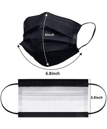Black Disposable Face Masks - 3 Ply Layer | 10-Pack Protective Dust Cover for Office & Restaurant Use - Buy Online on GoSupps.com