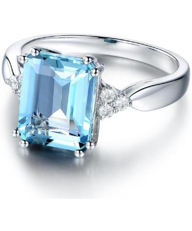 925 Silver Sapphire Square Blue Gemstone Ring CZ Zirconia Diamond | Size 8 - Buy Online on GoSupps.com