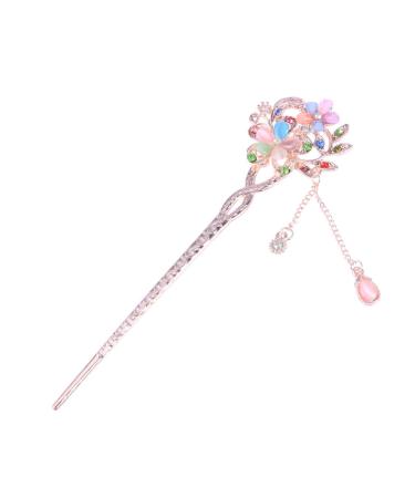 Mobestech Chinese Wedding Decoration Chinese Jade Hair Stick Hairpin Vintage Hair Stick with Tassel Flower Hair Chopsticks Hair Forks Decorative Chopsticks Unique Hair Accessories for Women Girls () Colorful