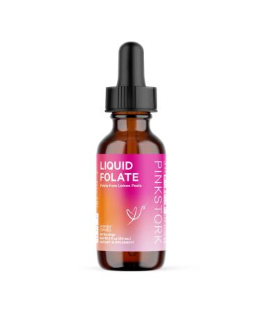 Pink Stork Liquid Folate: Whole-Food Vitamin B9 from Lemon Peels Natural Folic Acid with Vitamin C Liquid Prenatal Vitamins for Women Pregnancy Must Haves Women-Owned 2 oz