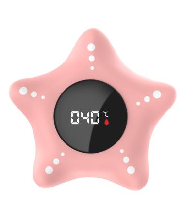 BIGKEYEOY Baby Bath Thermometer Safety Digital Bath Water Temperature Warning Thermometer Pink Star