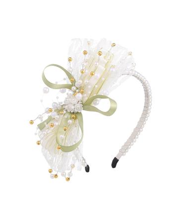 IYOU Bow Wedding Headbands Ivory Pearl Bridal Hair Bands Elegant Bridesmaid Bride Hair Accessories for Women and Girls