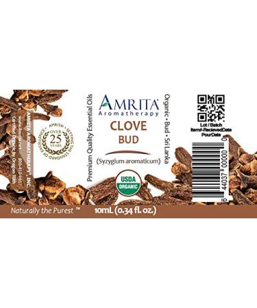 Amrita Aromatherapy Organic Clove bud Essential Oil 100% Pure Undiluted Eugenia caryophyllata Therapeutic Grade Premium Quality Aromatherapy oil Tested & Verified 10ML - Buy Online on GoSupps.com