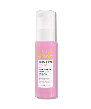 Maruderm Cr me Solaire claircissante SPF 50+ Rose Tone-Up Protection UVA/UVB avec Filtres de Nouvelle G n ration Teint Lumineux & Naturel Formule L g re 50 ML
