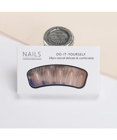 24Pcs/Set Press On Nails Mid Length Fake Nails Nude Gradient False Nails Acrylic Fake Nails Full Cover Nails Tips Artificial Finger Manicure Press on nails for Women and Girls - Buy Online on GoSupps.com