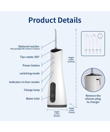 300ml IPX7 Portable Power Flosser - USB Cordless Teeth Cleaner | Travel-Friendly Electric Oral Irrigator - Buy Online on GoSupps.com