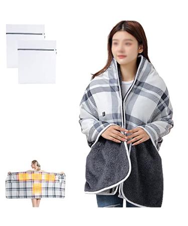 Heating cushions electrically heated scarf for women USB-electric heating ceiling with two pockets for autumn and winter soft fleece heating ceiling monitor with 3 heating levels for the home office (gray)