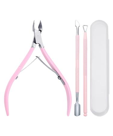 3 Pieces of Nail Trimming Tools Stainless Steel Cuticle Cutter Cuticle Trimming Tool Set Cuticle Push Knife and Cutter Suitable for Fingernails and Toenails