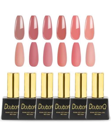 6color Nude Pink Series Nail Gel Semi Permanent Uv Led Gel Nail Polish Lucky Lacquer Hybrid Gel Varnish Gellak Nail Gel Polish - (Color: Multi)