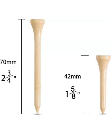 Oodiboo Bamboo Golf Tees - 100PCS, Strictly Selected, Few Defects - 2-3/4 inch & 1-5/8 inch (70/42mm) - Buy Online on GoSupps.com