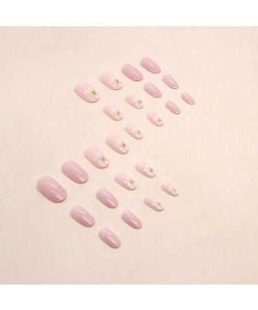 SINLOV Flower Oval False Nails Glossy Press on Nails French White Fake Nails Ballerina Acrylic Full Cover Fake Nails for Women and Girls - Buy Online on GoSupps.com