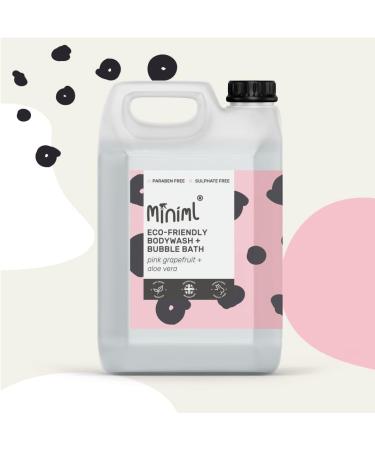 Miniml All Natural Body Wash and Bubble Bath - 5L Refill Moisturising Pink Grapefruit and Aloe Vera Sensitive Skin Eco Shower Gel Bath Soak - Vegan Friendly Hand Face & Body High Foam Scrub Pink Grapefruit & Aloe Vera - Buy Online on GoSupps.com