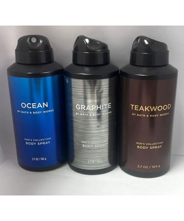 Bath and Body Works Deodorizing Body Spray Set - Graphite Ocean and Teakwood 3 Pack, 8 Oz - Buy Online on GoSupps.com