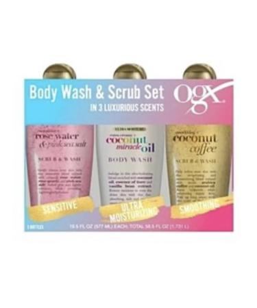 OGX body wash and scrub set