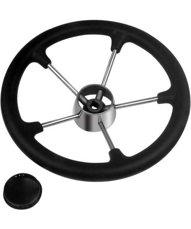 11 Boat Steering Wheel Stainless Steel 5 Poke 25 Destroyer Style Anti-Slip Black PU Foam - Ideal for Boats, Yachts, Pontoon Boats - Buy Online on GoSupps.com
