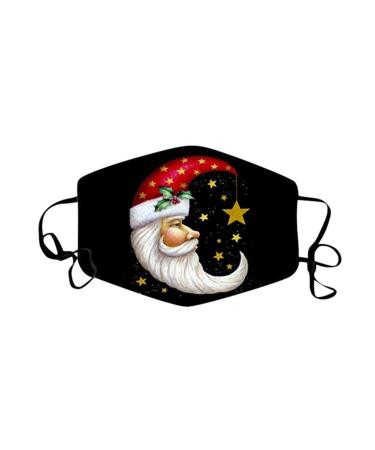 1 Pieces Adults Protect_Cover_Mask Washable Reusable Christmas Print With Filter Pocket Adjustable Earloops (D)