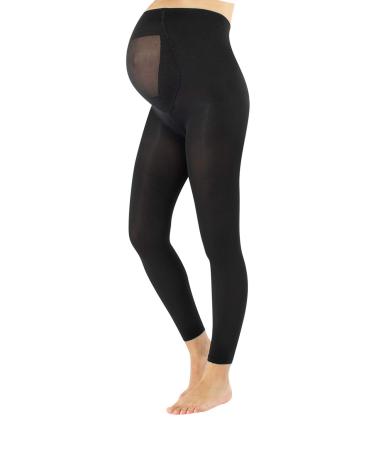 CALZITALY Maternity Footless Tights Black Pregnancy Leggings 100 DEN | MADE IN ITALY | XL Black