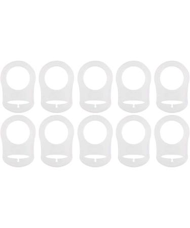 Pack of 10 Baby Pacifier Holders | Soft Silicone Clip with Ring Buttons - White - Buy Online on GoSupps.com