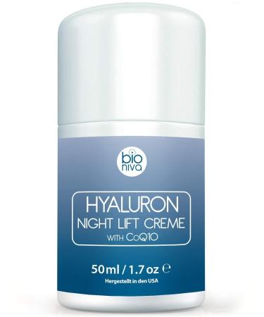 Hyaluron Face Lift Night Cream - Anti Aging Facial Night Care Wrinkle Cream featuring vegan and natural ingredients including Peptides Hyaluronic Acid CoQ10 AHA Glycolic Acid & Aloe 50mL