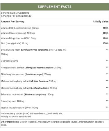 Wilderness Athlete - Peak Immunity | Vitamin D Vitamin C Zinc Supplements - Immune System Support - NAC Supplement - Quercetin Elderberry & Mushroom Supplement - Elderberry Capsules - Buy Online on GoSupps.com