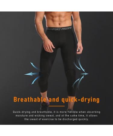 Basketball Pants with Knee Pads,Youth Crashproof Sports 3/4 Compression  Pants Leggings Men Volleyball Protector Gear