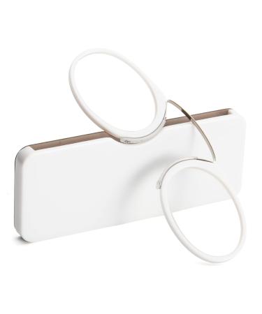 Kokobin Unisex Reading glass compact visual aid mini nose clip ironing glasses slide-resistant reading help- Always handy (white +3.5) white +3.5