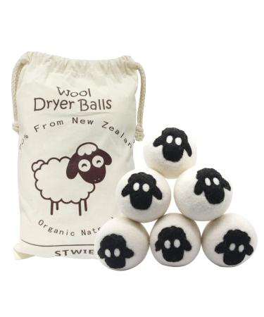 Wool Dryer Balls - 6Pack- Reusable Natural Fabric Softener dryer balls Boules De S chage Large Felted Wool Laundry Balls to Save Drying Time and Reduce Wrinkles By Stwie 7 Count (Pack of 1)