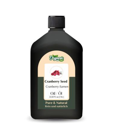ORGANIC ZING Organic Zing Cranberry Seed Oil (subg of Vaccinium oxycoccus) | Pure and natural carrier oil for skin care hair care and massage - 1000 ml