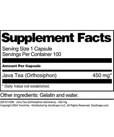Java Tea (Orthosiphon stamineus) - 450 mg (100 Capsules ZIN: 511038) - Buy Online on GoSupps.com