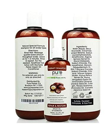 PURE Argan Oil Shampoo & Conditioner Set 26.5 oz - Extra Strength Formula with Keratin & Dead Sea Minerals - Moisturizes Dry & Damaged Hair - Buy Online on GoSupps.com