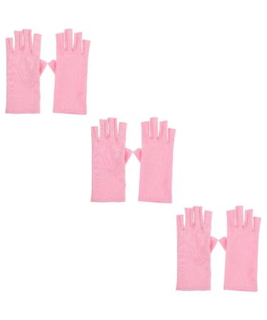 minkissy 3 Pairs Nail Gloves Nail Art Anti- Gloves Gloves for Gel Nail Protection Gloves for Manicure LED Gloves Gloves for Manicure Moisturizing Spandex Pink Apparel