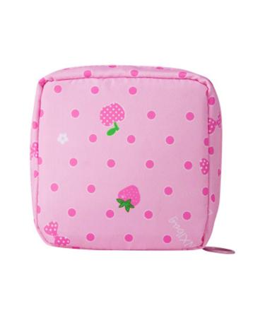 PayPie Sanitary Napkin Storage Bag Portable Menstrual Pad Bag Tampons Collect Bags Zipper Nursing Pad Holder Tampon Bag Sanitary Organizer for Women and Girls 12 * 12 * 4 cm (Pink Strawberry)