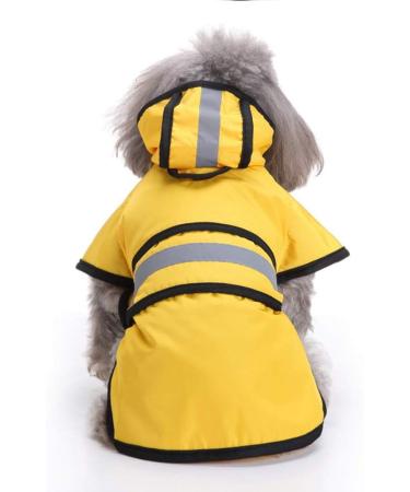 Ultra-Light Waterproof Dogs Raincoat with Hood & Reflective Stripes - Perfect for Small to Medium Dogs - Size L Yellow - Buy Online on GoSupps.com