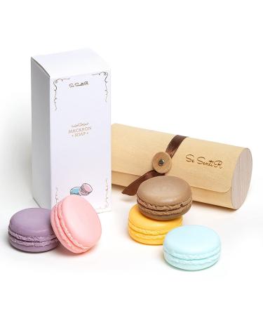 Se Sentir Macaron Soap Gift Set of 5 - Handmade All Natural Soap Bars in Wood Case for Women | Lavender, Rose, Citrus, Cappuccino, Santorini Blue | Stocking Stuffers - Buy Online on GoSupps.com