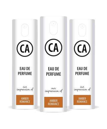 CA Perfume Amber Romance For Men & Women Fragrance Refillable Atomizer Sample Travel Size Concentrated Hypoallergenic Long Lasting Eau de Parfum Spray 0.33 Fl Oz/10ml-X3
