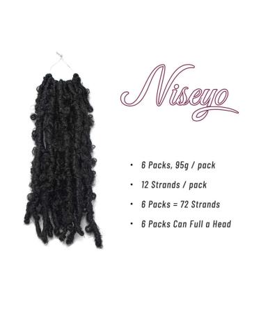 Niseyo 6 Packs Butterfly Locs Crochet Hair 12 Inch - Distressed Locs Crochet Braids in Natural Black (1B) - Pack of 6 - Buy Online on GoSupps.com