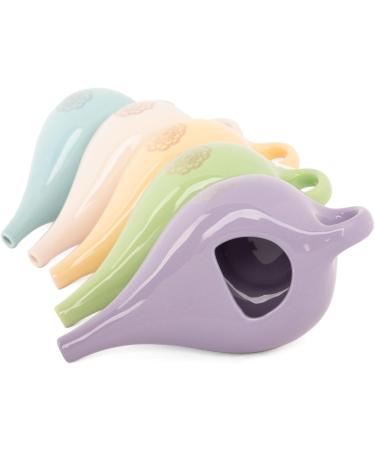 Ceramic Neti Pot with Mandala Design - Silver Nasal Wash Jug for Nose Rinse - Buy Online on GoSupps.com
