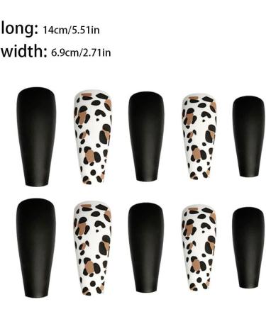 rongweiwang 1 Set French Tip Press on Nails Leopard Tiger Extension Manicure Extra Long Matte Detachable Fashion Salon Gifts - Buy Online on GoSupps.com