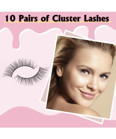 Lash Clusters - 10 Pairs Cat Eye Russian Fluffy Wispy Lashes | DIY Volume Lash Extensions - Soft & Easy to Wear - Buy Online on GoSupps.com