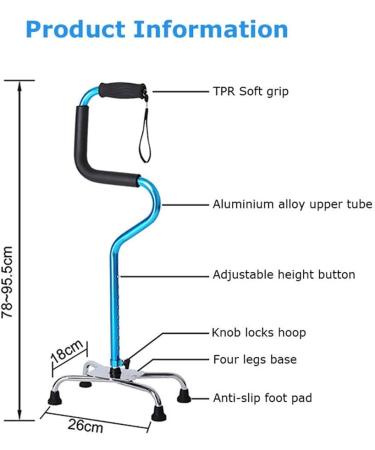 Walker Old Man Walking Stick Cane Four Feet Multi-Function Turning Non-Slip Elderly Medical Crutches Walker Lightweight Folding Adjustable Aid Crutches Hello Independence White - Buy Online on GoSupps.com