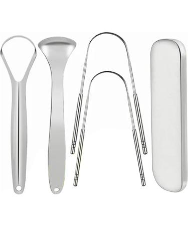 Stainless Steel Tongue Scraper Set - Safe & Easy Tongue Cleaner for Bad Breath Relief | International Shipping - Buy Online on GoSupps.com