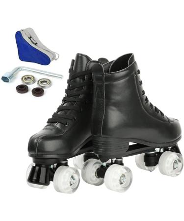 High-Top PU Leather Women's Roller Skates - Double-Row Wheels, Flash Wheel, Size 41 (Women's 10 / Men's 8.5) - Indoor/Outdoor Beginner Skates - Buy Online on GoSupps.com