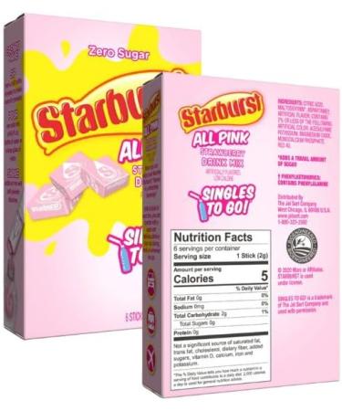 Star-burst Drink Mix All Pink Strawberry Cherry and Blue Raspberry Singles to go Zero Sugar Juice Drink Mix Low Calorie Drinks 3 Boxes with 6 Packets Each (Pack of 3) - Buy Online on GoSupps.com