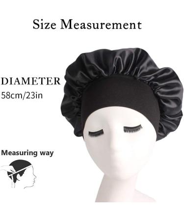 Nuoshen 2 Pack Silky Bonnets with Wide Elastic Band for Curly Hair Protection - Black (Pack of 1) - Buy Online on GoSupps.com