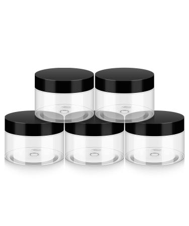 BonyTek Household 4oz Plastic Jars with Lids 5 Pack BPA Free Reusable Refillable Transparent Cosmetic Containers for Bath Salts Cosmetics Powders Beauty Product and Small Accessories 4 Ounce-pack of 5 Black
