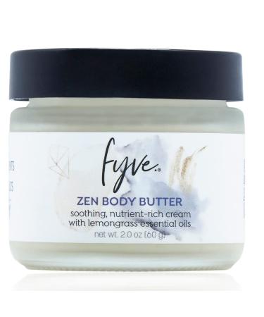 Fyve Zen Whipped Body Butter for Women Dry Skin - Soothing Moisturizing Nutrient Rich Cream - All Skin Types - 2 oz Avocado Body Butter Whipped - Vegan & Paraben Free (Zen - Lemongrass) Citrus