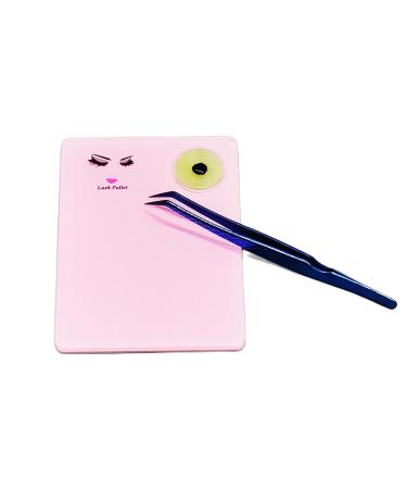 Buy 2-in-1 Acrylic Eyelash Extension Pallet & Round Jade Stone Set for Lash Grafting - Pink | International Shipping - Buy Online on GoSupps.com