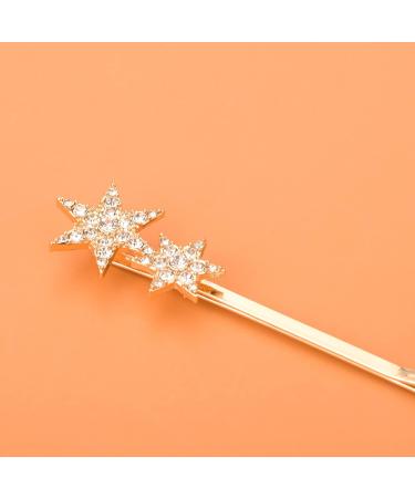 Parieo 4 Pieces Geometry Bobby Pins Rhinestone Star Hair Pins Gold Silver Hair Clips Barrettes for Women Girls - Buy Online on GoSupps.com