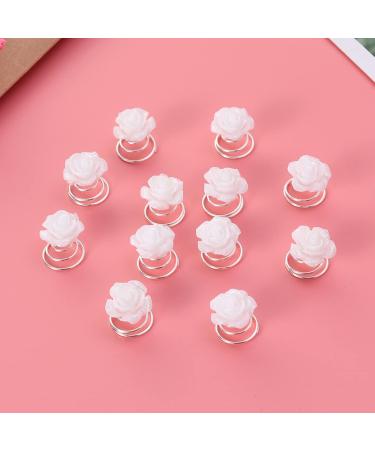 Lurrose 12pcs Glitter White Rose Spiral Hair Pins - Bridal Wedding Prom Accessories - Buy Online on GoSupps.com