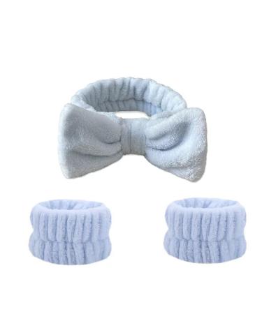 Wrist Bands Solid Colour Water Absorbent Sweat Wrist Bands Pack Of 6 For Women 2BlueBowTies+4BlueWristGuards